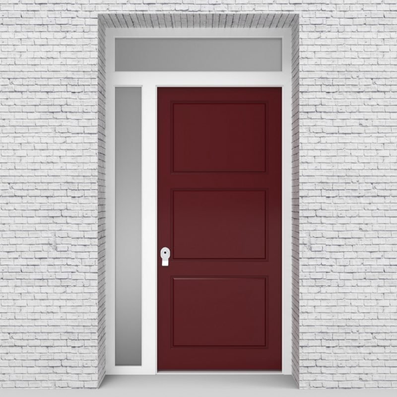 8.single Door With Left Side Panel And Transom Edwardian Ruby Red (ral3003)