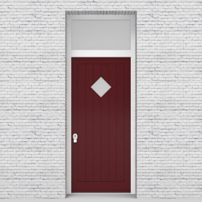 8.single Door With Transom 7 Vertical Lines With Diamond Pane Ruby Red (ral3003)