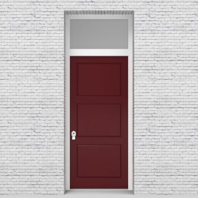 8.single Door With Transom Edwardian 3 Equal Panel Ruby Red (ral3003)