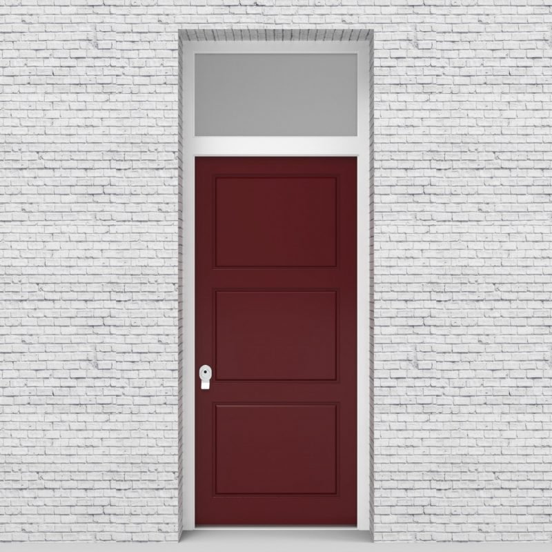 8.single Door With Transom Edwardian 3 Equal Panel Ruby Red (ral3003)