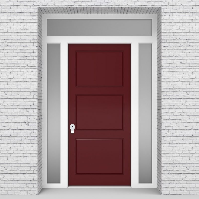 8.single Door With Two Side Panels And Transom Ruby Red (ral3003)