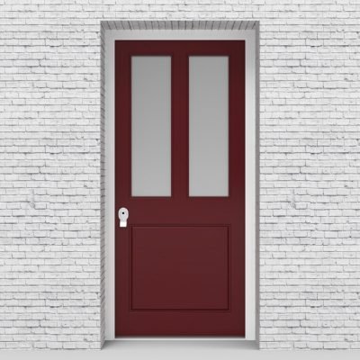 8.single Edwardian 3 Panel With 2 Glass Panes Ruby Red (ral3003)