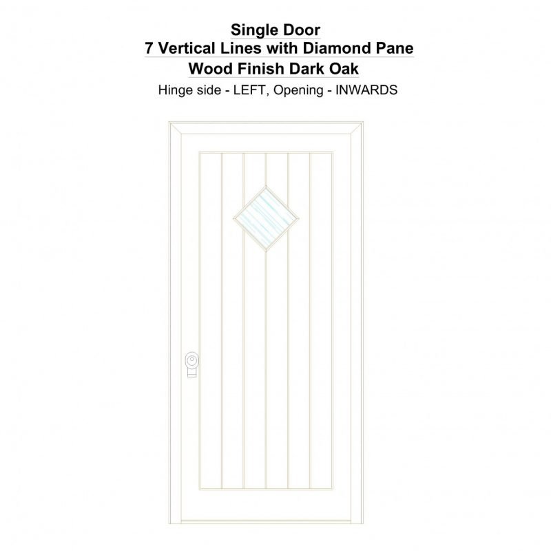 Sd 7 Vertical Lines With Diamond Pane Wood Finish Dark Oak Security Door