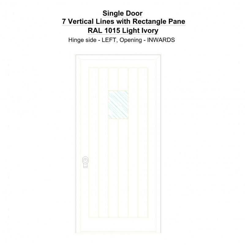 Sd 7 Vertical Lines With Rectangle Pane Ral 1015 Light Ivory Security Door