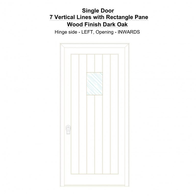 Sd 7 Vertical Lines With Rectangle Pane Wood Finish Dark Oak Security Door