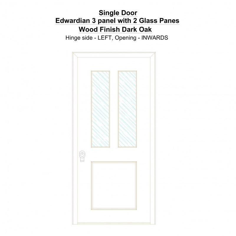 Sd Edwardian 3 Panel With 2 Glass Panes Wood Finish Dark Oak Security Door