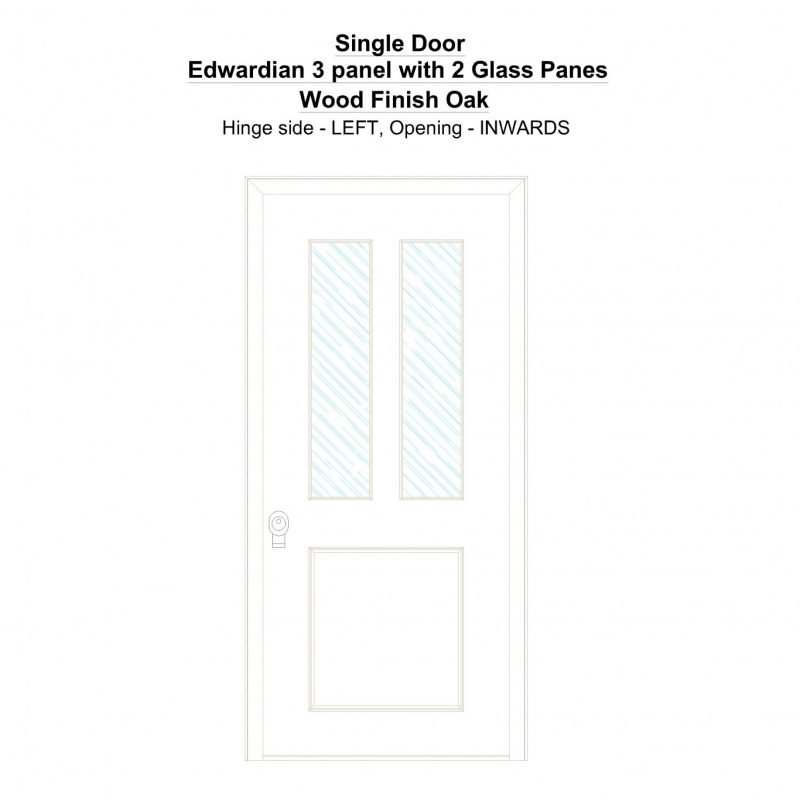 Sd Edwardian 3 Panel With 2 Glass Panes Wood Finish Oak Security Door