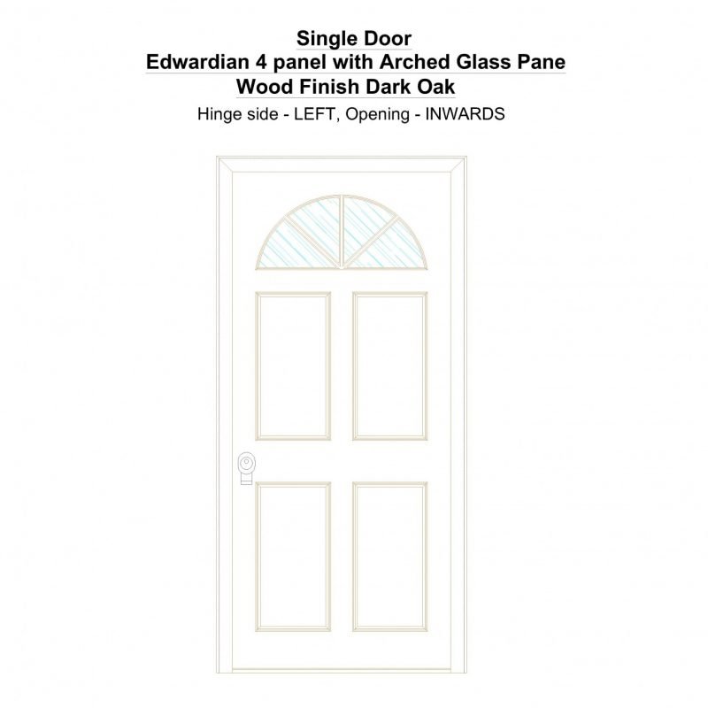 Sd Edwardian 4 Panel With Arched Glass Pane Wood Finish Dark Oak Security Door
