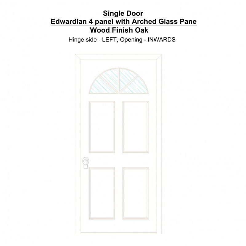 Sd Edwardian 4 Panel With Arched Glass Pane Wood Finish Oak Security Door