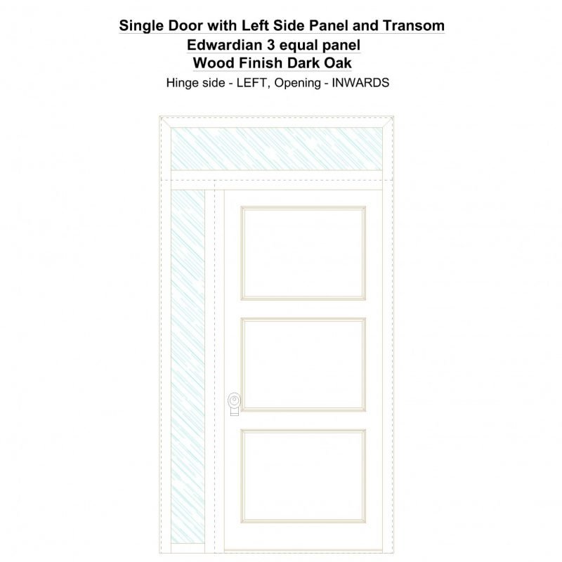 Sd1spt(left) Edwardian 3 Equal Panel Wood Finish Dark Oak Security Door