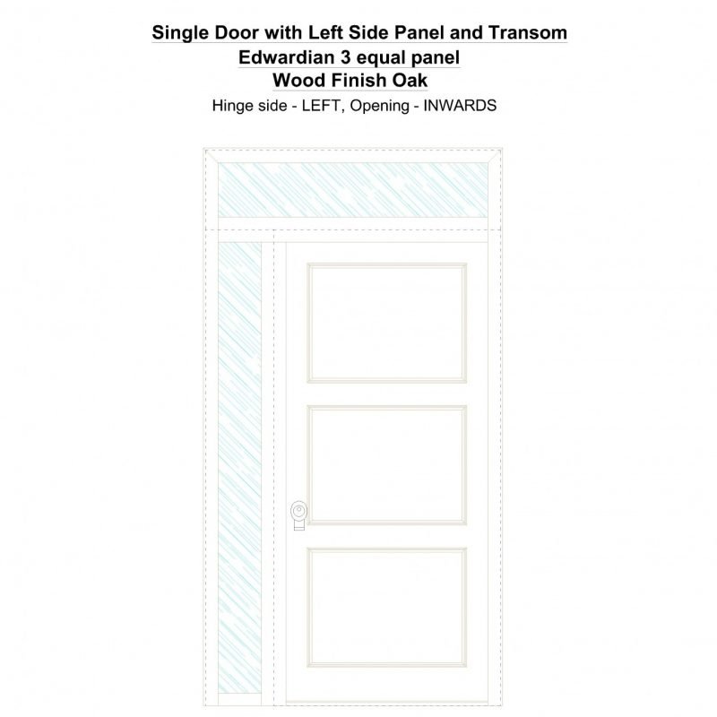 Sd1spt(left) Edwardian 3 Equal Panel Wood Finish Oak Security Door