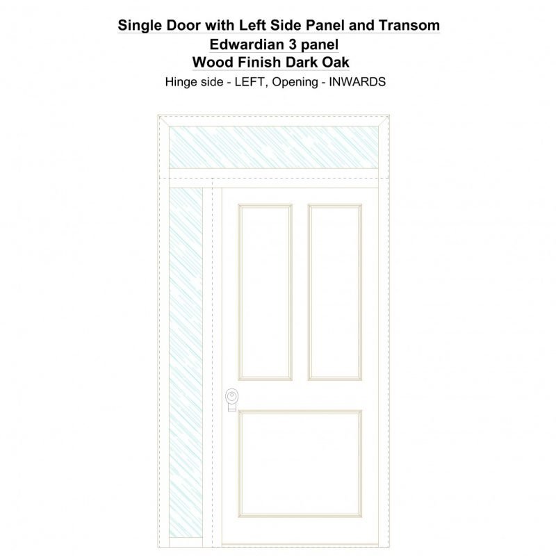 Sd1spt(left) Edwardian 3 Panel Wood Finish Dark Oak Security Door