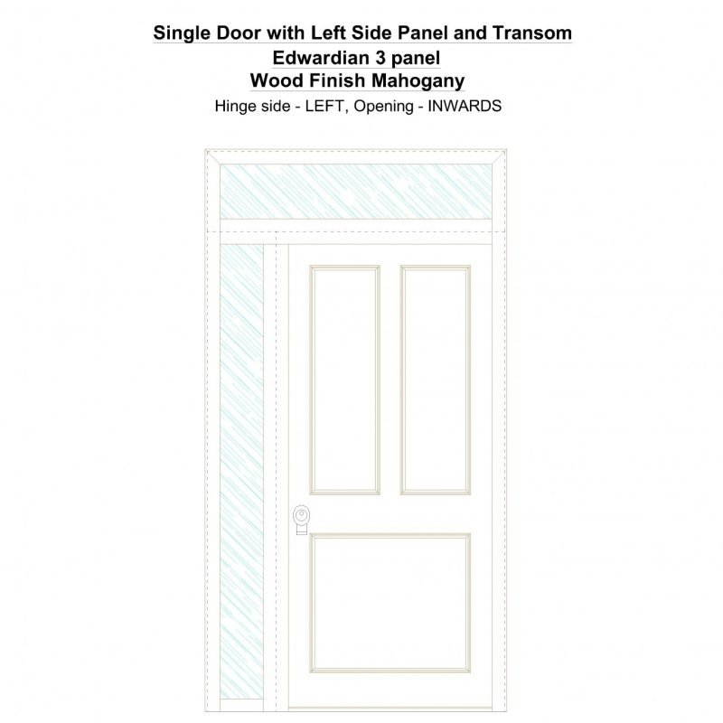Sd1spt(left) Edwardian 3 Panel Wood Finish Mahogany Security Door