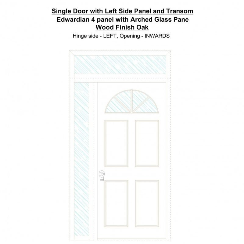 Sd1spt(left) Edwardian 4 Panel With Arched Glass Pane Wood Finish Oak Security Door