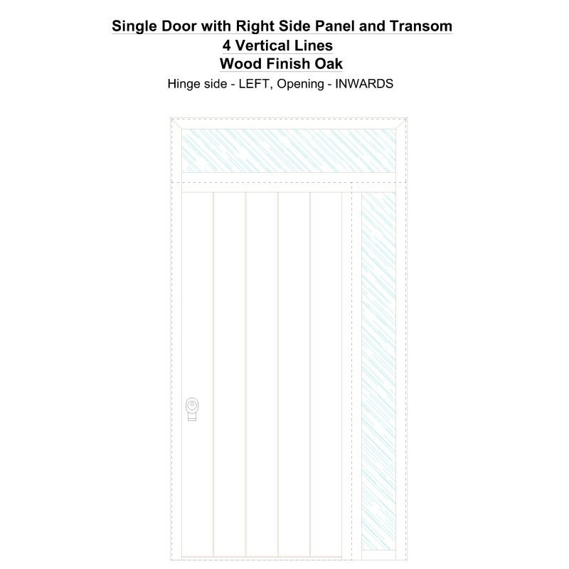 Sd1spt(right) 4 Vertical Lines Wood Finish Oak Security Door