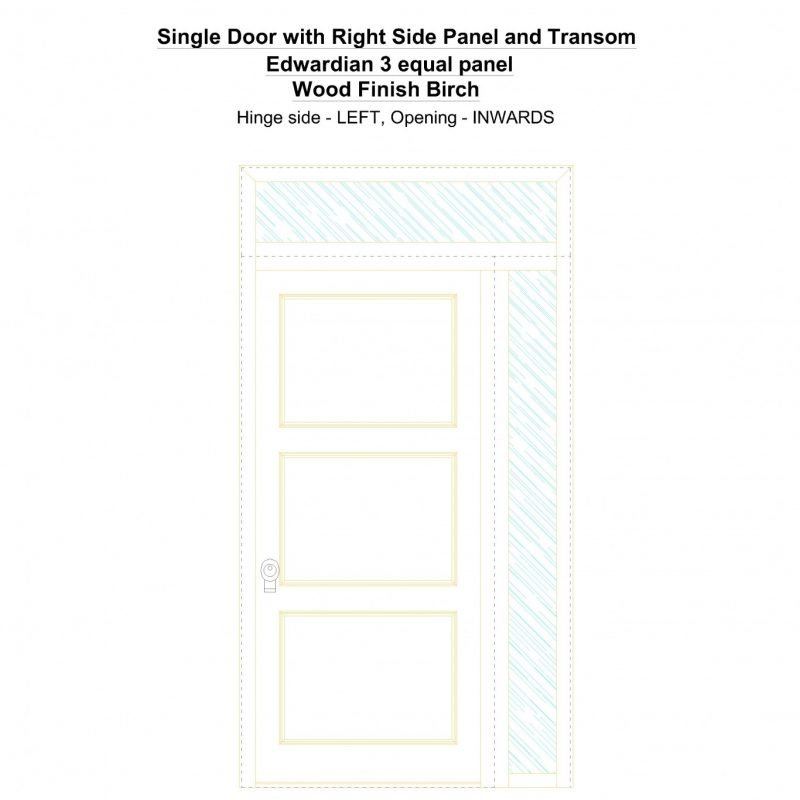 Sd1spt(right) Edwardian 3 Equal Panel Wood Finish Birch Security Door