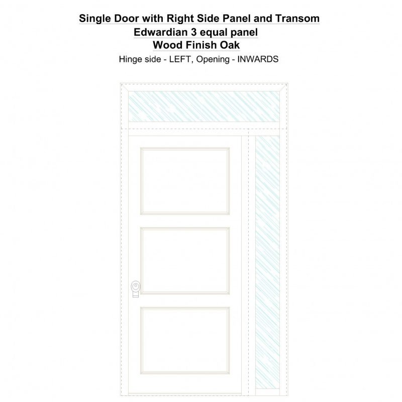 Sd1spt(right) Edwardian 3 Equal Panel Wood Finish Oak Security Door
