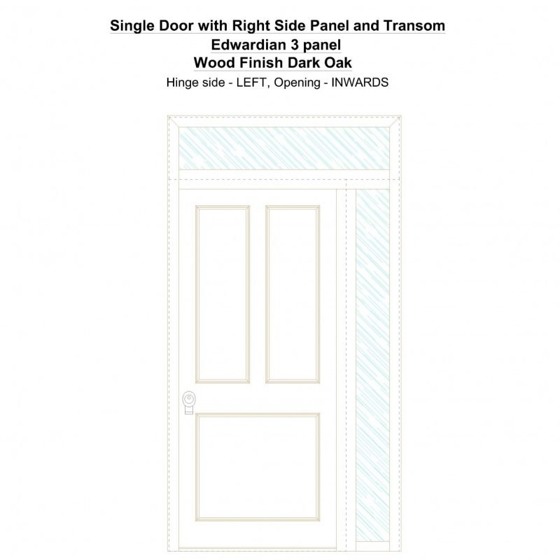 Sd1spt(right) Edwardian 3 Panel Wood Finish Dark Oak Security Door