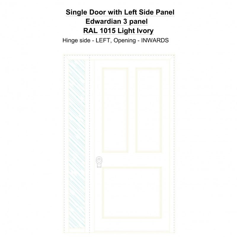 Sd1sp(left) Edwardian 3 Panel Ral 1015 Light Ivory Security Door