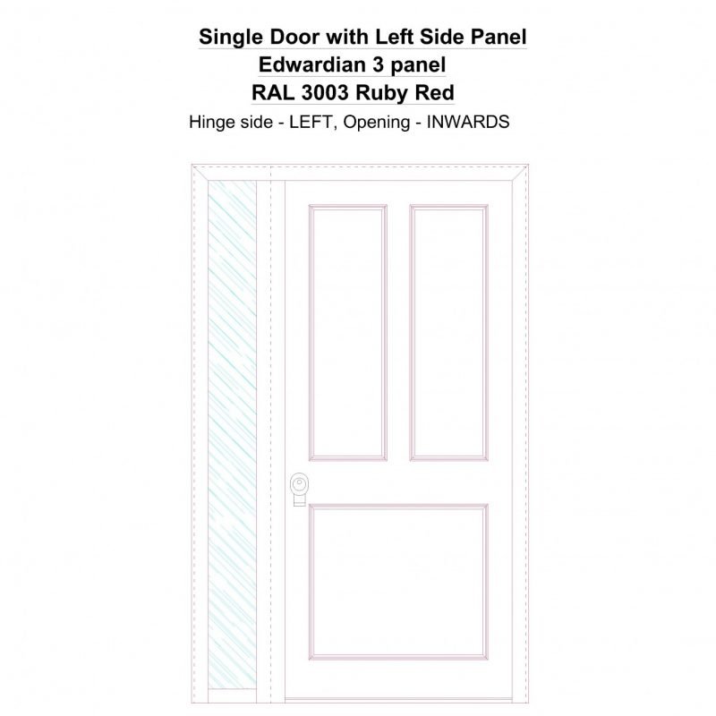 Sd1sp(left) Edwardian 3 Panel Ral 3003 Ruby Red Security Door