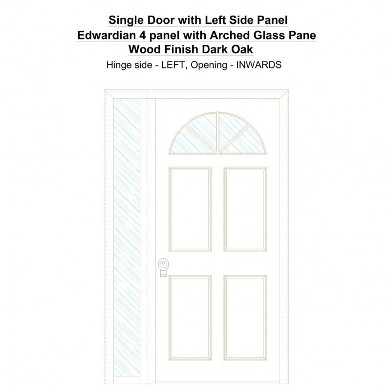 Sd1sp(left) Edwardian 4 Panel With Arched Glass Pane Wood Finish Dark Oak Security Door