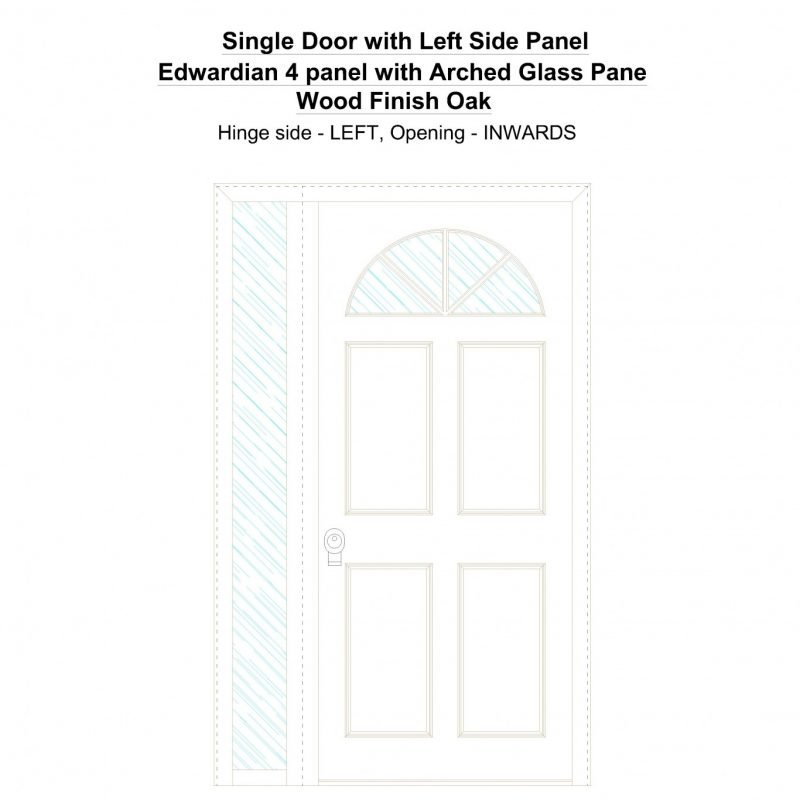 Sd1sp(left) Edwardian 4 Panel With Arched Glass Pane Wood Finish Oak Security Door