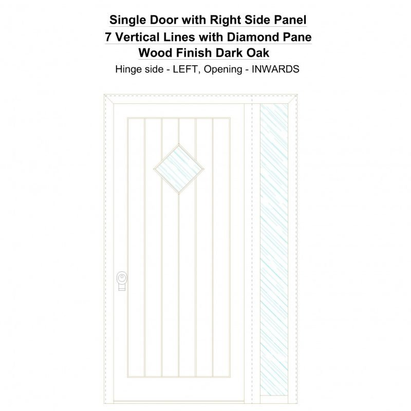 Sd1sp(right) 7 Vertical Lines With Diamond Pane Wood Finish Dark Oak Security Door