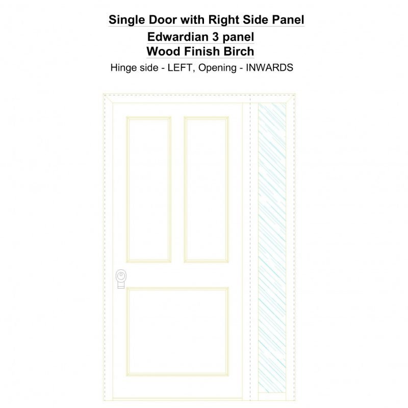 Sd1sp(right) Edwardian 3 Panel Wood Finish Birch Security Door
