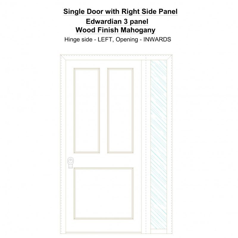 Sd1sp(right) Edwardian 3 Panel Wood Finish Mahogany Security Door