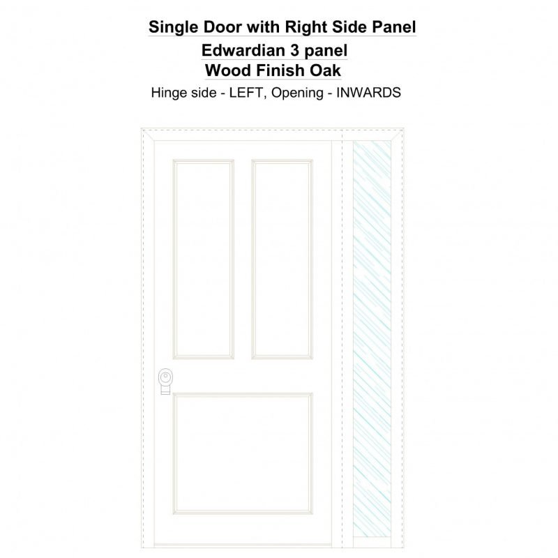 Sd1sp(right) Edwardian 3 Panel Wood Finish Oak Security Door