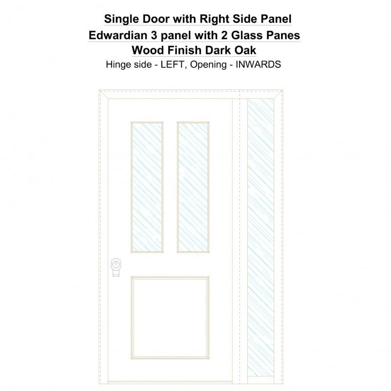 Sd1sp(right) Edwardian 3 Panel With 2 Glass Panes Wood Finish Dark Oak Security Door