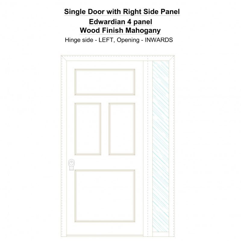 Sd1sp(right) Edwardian 4 Panel Wood Finish Mahogany Security Door