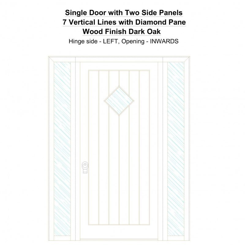 Sd2sp 7 Vertical Lines With Diamond Pane Wood Finish Dark Oak Security Door