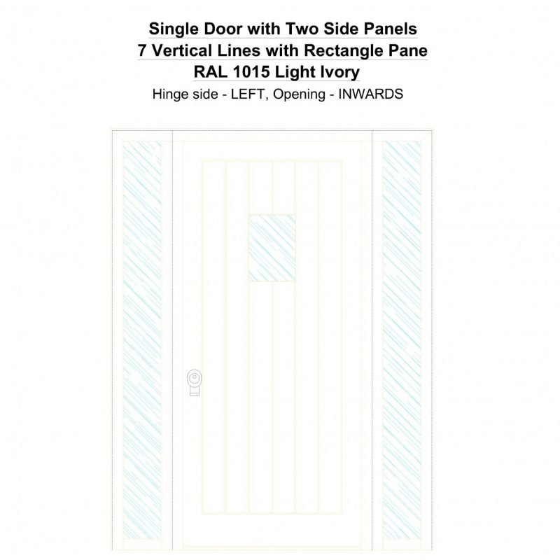 Sd2sp 7 Vertical Lines With Rectangle Pane Ral 1015 Light Ivory Security Door
