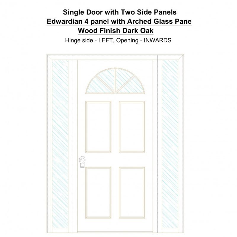 Sd2sp Edwardian 4 Panel With Arched Glass Pane Wood Finish Dark Oak Security Door