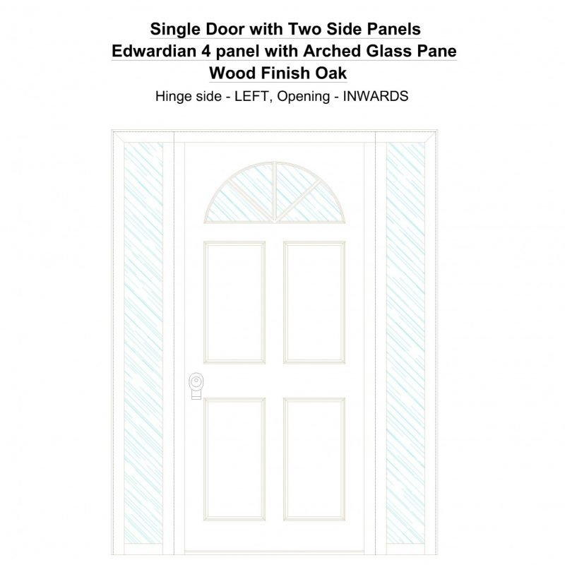 Sd2sp Edwardian 4 Panel With Arched Glass Pane Wood Finish Oak Security Door