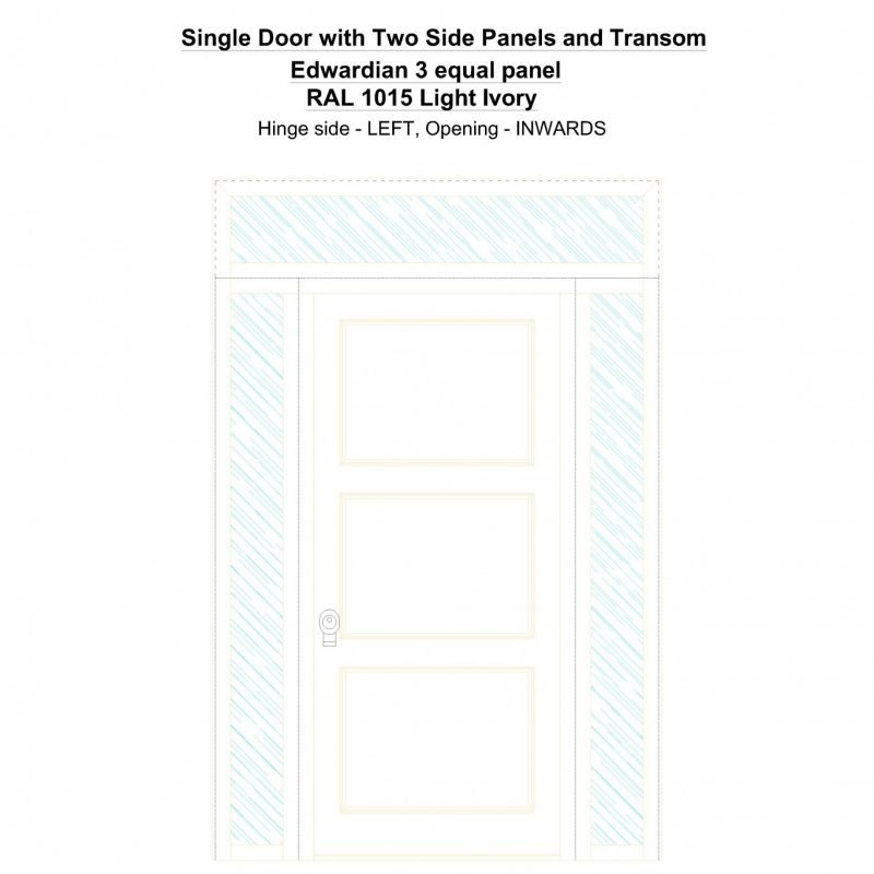 Sd2spt Edwardian 3 Equal Panel Ral 1015 Light Ivory Security Door