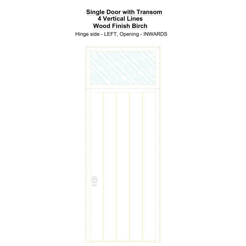 Sdt 4 Vertical Lines Wood Finish Birch Security Door