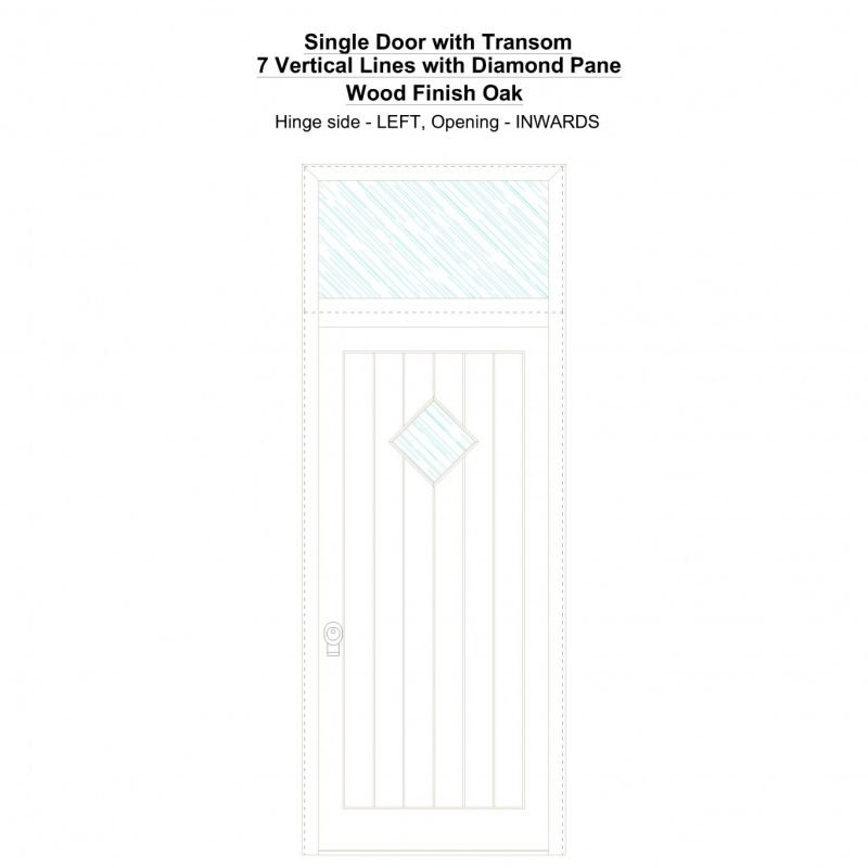 Sdt 7 Vertical Lines With Diamond Pane Wood Finish Oak Security Door