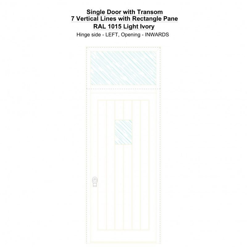 Sdt 7 Vertical Lines With Rectangle Pane Ral 1015 Light Ivory Security Door