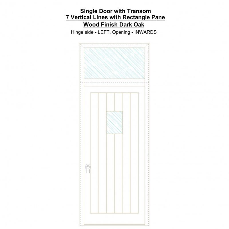 Sdt 7 Vertical Lines With Rectangle Pane Wood Finish Dark Oak Security Door