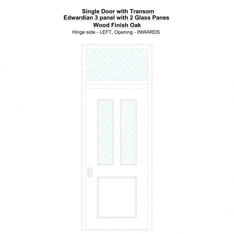 Sdt Edwardian 3 Panel With 2 Glass Panes Wood Finish Oak Security Door