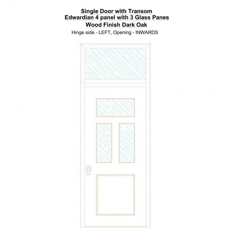 Sdt Edwardian 4 Panel With 3 Glass Panes Wood Finish Dark Oak Security Door