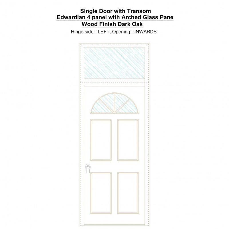 Sdt Edwardian 4 Panel With Arched Glass Pane Wood Finish Dark Oak Security Door