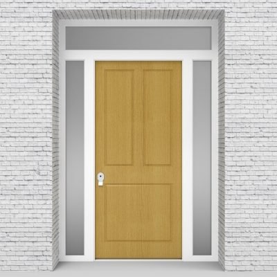 Single Door With Two Side Panels And Transom.3713