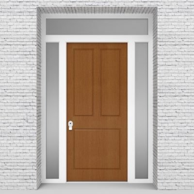 Single Door With Two Side Panels And Transom.3716