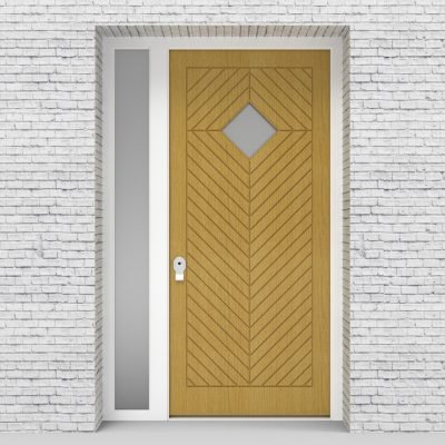 1.single Door With Left Side Panel Cottage Style With Diamond Pane Birch
