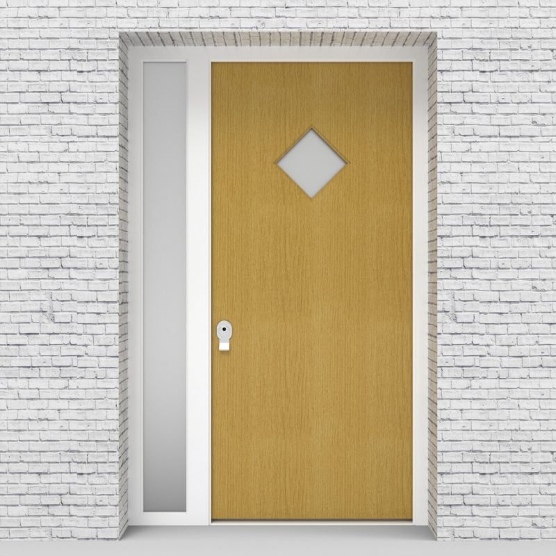1.single Door With Left Side Panel Plain With Diamond Pane Birch