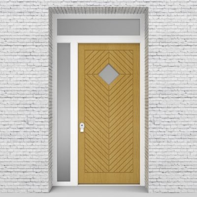 1.single Door With Left Side Panel And Transom Cottage Style With Diamond Pane Birch