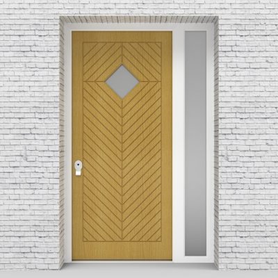 1.single Door With Right Side Panel Cottage Style With Diamond Pane Birch